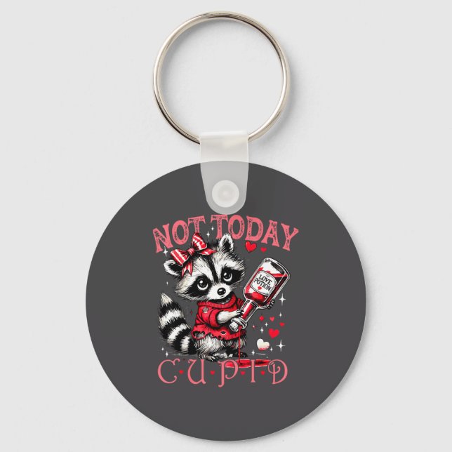 Not Today Cud Funny Raccoon Valentines Day Cute Ki Nyckelring (Framsida)