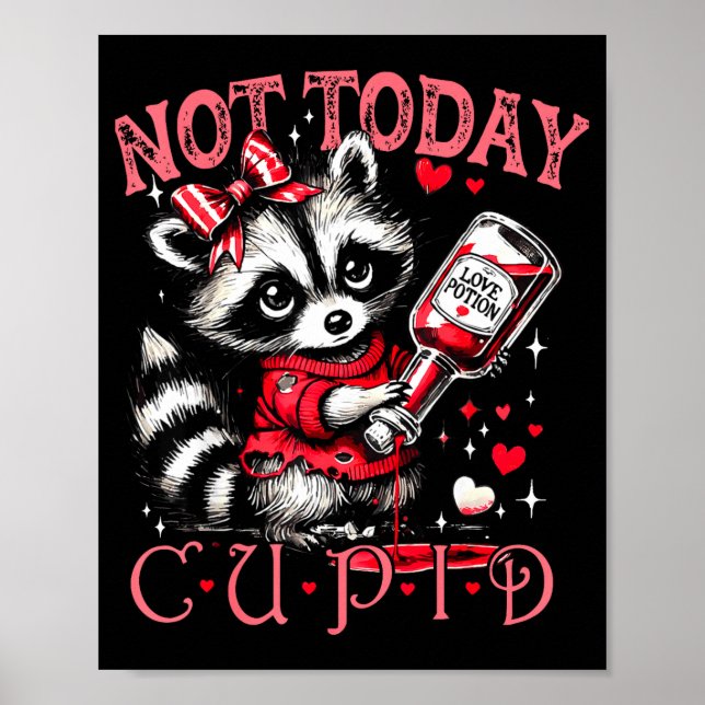 Not Today Cud Funny Raccoon Valentines Day Cute Ki Poster (Framsidan)
