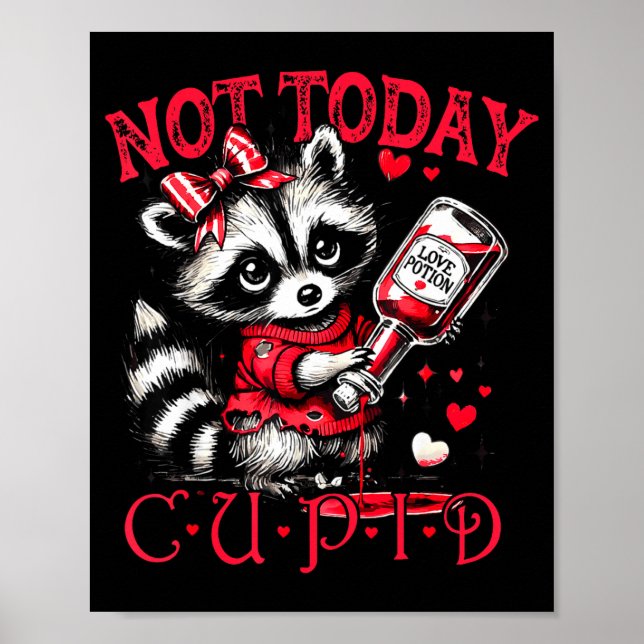 Not Today Cud Funny Raccoon Valentines Day Cute Ki Poster (Framsidan)