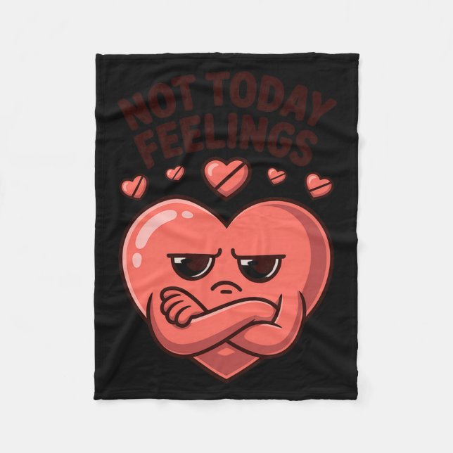 Not Today Feelings Cute Moody Heart Anti Valentine Fleecefilt (Framsidan)