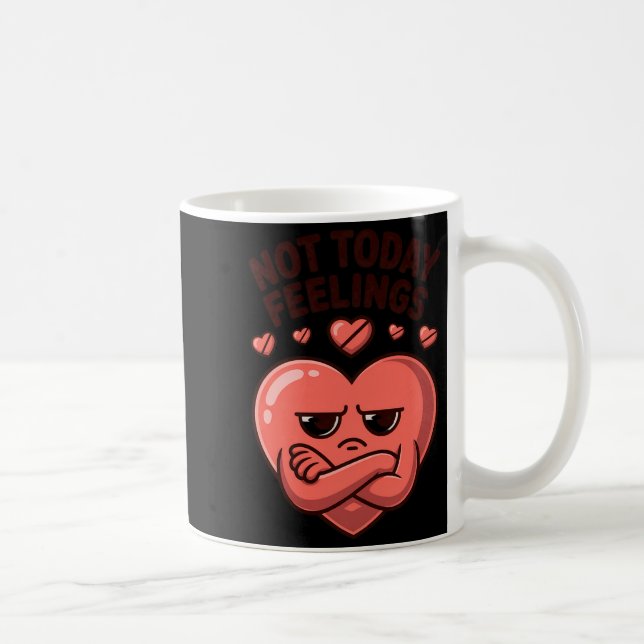 Not Today Feelings Cute Moody Heart Anti Valentine Kaffemugg (Höger)