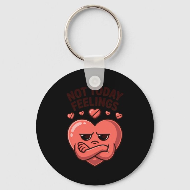 Not Today Feelings Cute Moody Heart Anti Valentine Nyckelring (Framsida)