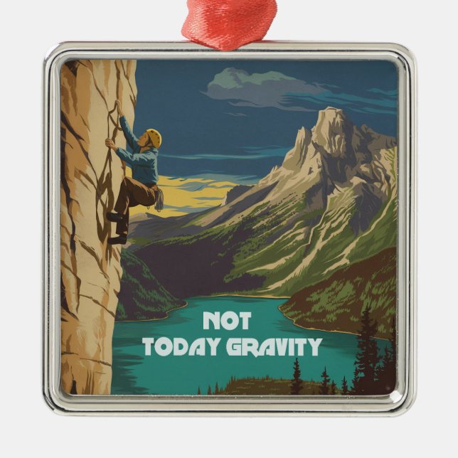 Not Today Gravity Rock Climbing Julgransprydnad Metall (Framsidan)