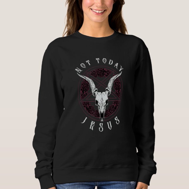 Not Today Jesus I Goat Head Baphomet T Shirt (Framsida)