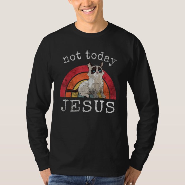 Not Today Jesus Satanic  Cat Rainbow T Shirt (Framsida)