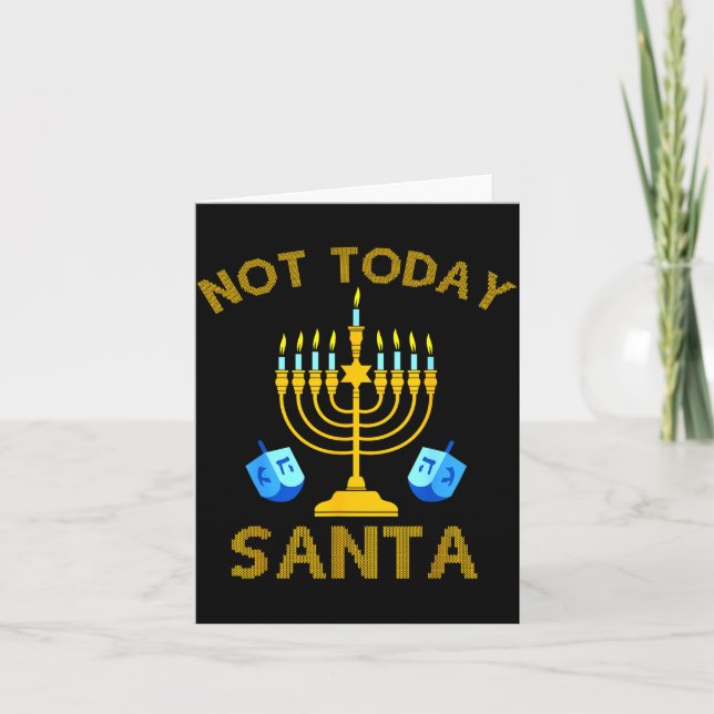 Not Today Santa Funny Hanukkah Pajama Menorah Jewi Kort (Framsida)