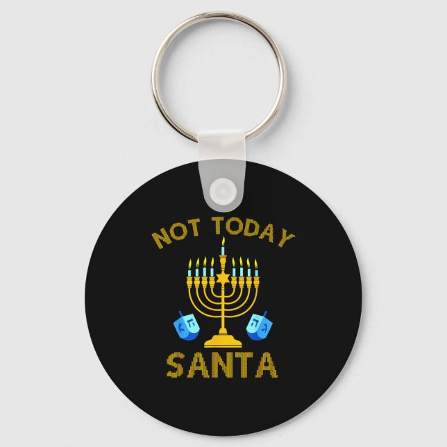 Not Today Santa Funny Hanukkah Pajama Menorah Jewi Nyckelring (Framsida)