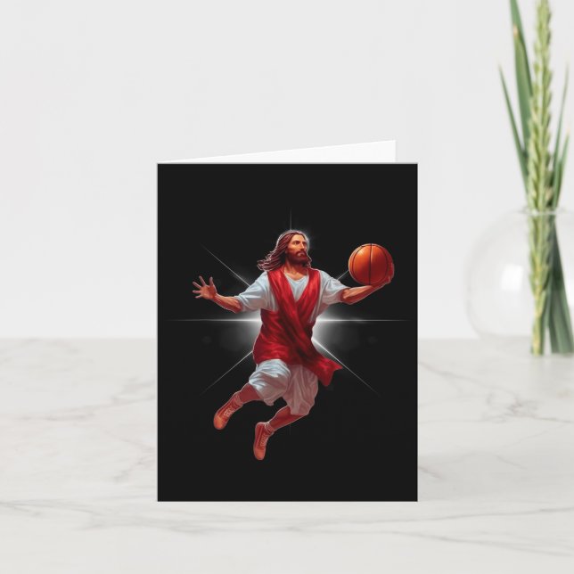 Not Today Satan Jesus Funny Slam Holy Dunk Basketb Kort (Framsida)