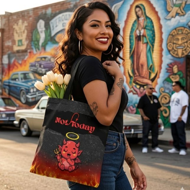 Not Today satan tote bag Tygkasse (Not Today satan canvas tote bag)