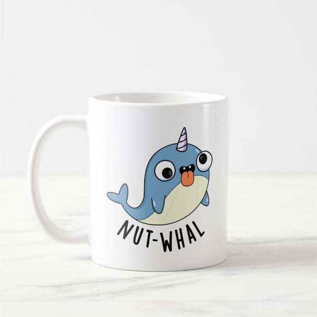 Nöt-whal Funny Narwhal Pun Kaffemugg (Vänster)