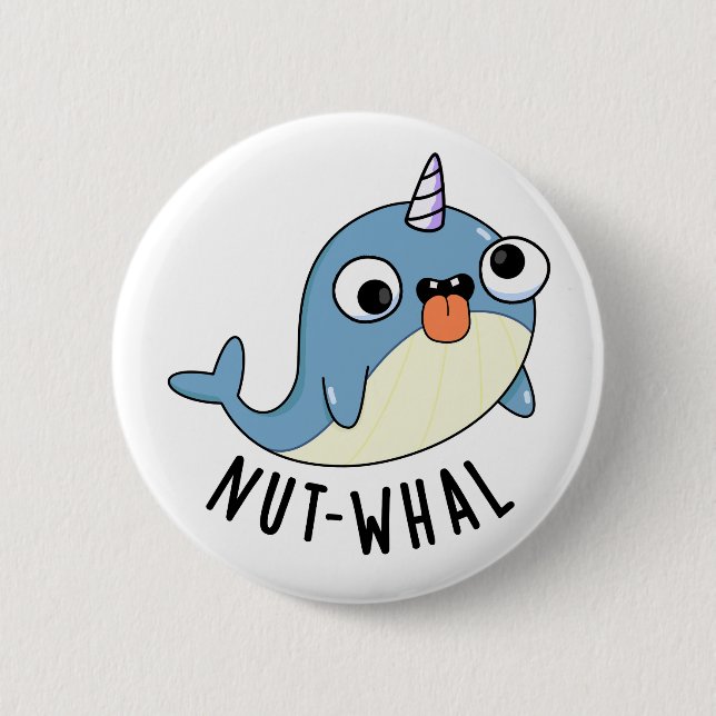 Nöt-whal Funny Narwhal Pun Knapp (Framsida)