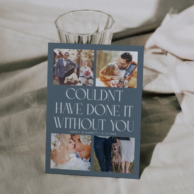 Not Without You Wedding 4-Photo Slate Blue Tack Kort (Skapare uppladdad)