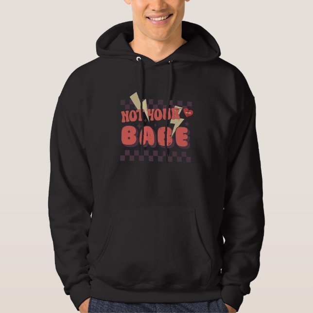 Not Your Babe Heart Groovy  Valentines Day Hoodie (Framsida)