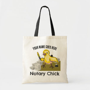 Notär Chick Gult Feather Quill Customized Namn Tygkasse