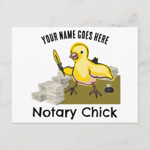 Notär Chick Gult Feather Quill Customized Namn Vykort