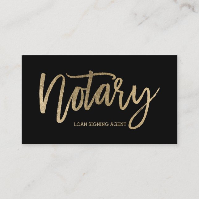 Notär elegant chic guld typografi svart visitkort (Framsida)