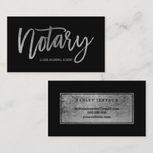 Notär elegant chic silver typografi svart visitkort