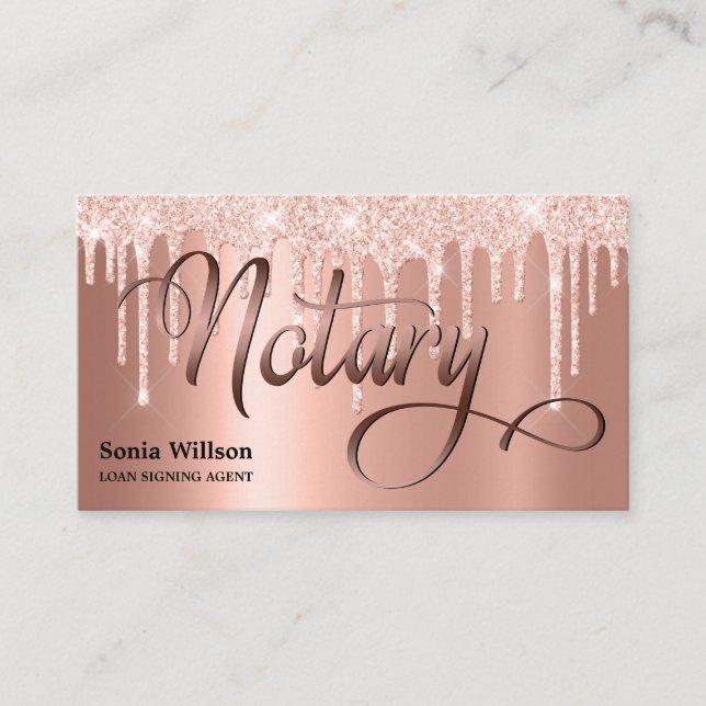 Notär elegant ro guld typograferingspenna visitkort (Framsida)