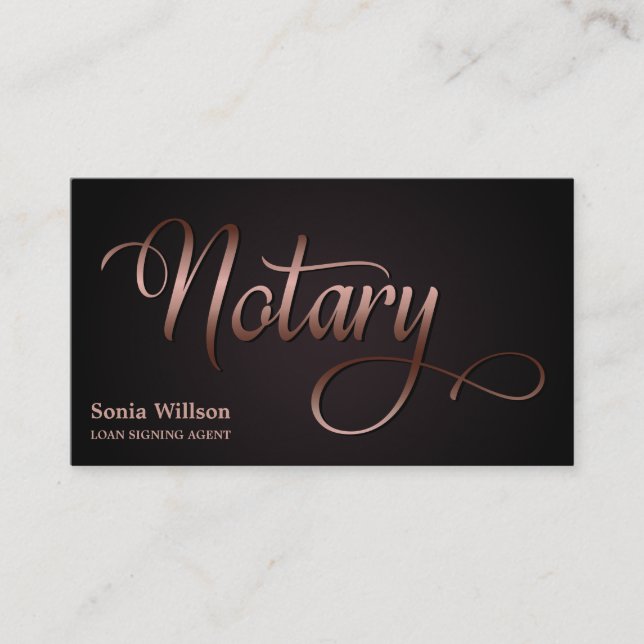 Notär elegant ro guld typograferingspenna visitkort (Framsida)