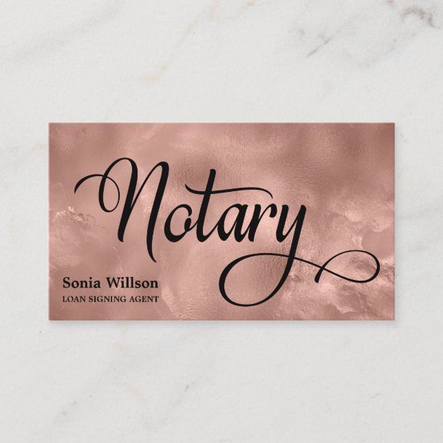 Notär elegant ro guld typograferingspenna visitkort (Framsida)