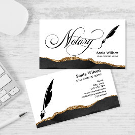 Notär Loan Signing Agent Modern Black Guld Agate Visitkort