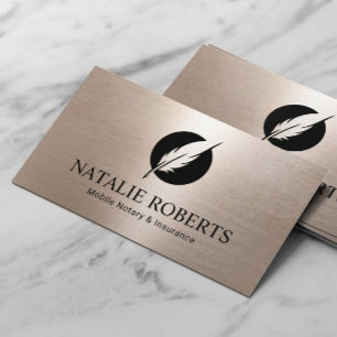 Notär Loan Signing Agent Modern Guld Quill Logotyp Visitkort