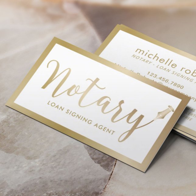 Notär Loan Signing Agent Modern Guld Typografi Visitkort (Skapare uppladdad)