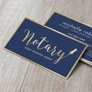 Notär Loan Signing Agent Modern Navy & Guld Visitkort