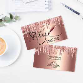 Notär Loan Signing Agent Modern Ro Guld Glitter Visitkort