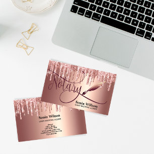 Notär Loan Signing Agent Modern Ro Guld Glitter Visitkort