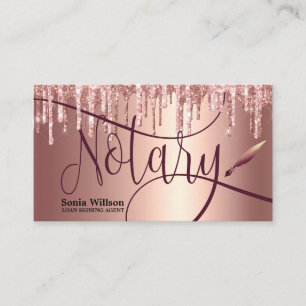 Notär Loan Signing Agent Modern Ro Guld Glitter Visitkort