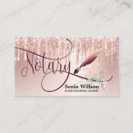 Notär Loan Signing Agent Modern Ro Guld Glitter Visitkort