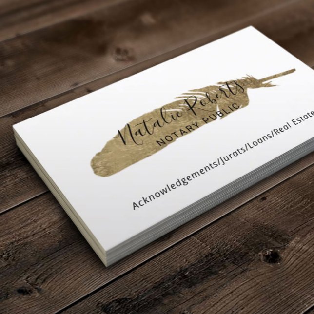 Notär Public Signerary Agent minimalist Guld Quill Visitkort (Skapare uppladdad)