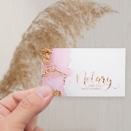 Notär Rosa Watercolor och Guld Calligraphy Visitkort