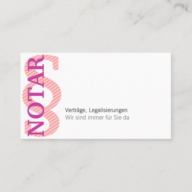 Notar Visitenkarte Visitkort (Baksida)