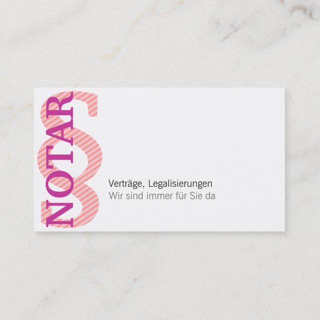 Notar Visitenkarte Visitkort (Baksida)