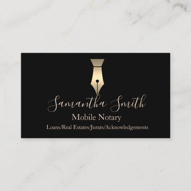 Notarie Agent Pen Logotyp Freelance Calligraphy Wr Visitkort (Framsida)