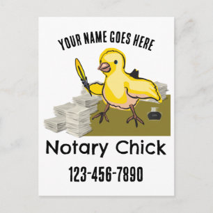 Notarie Chick Gul Fjäder Quill Anpassad Vykort