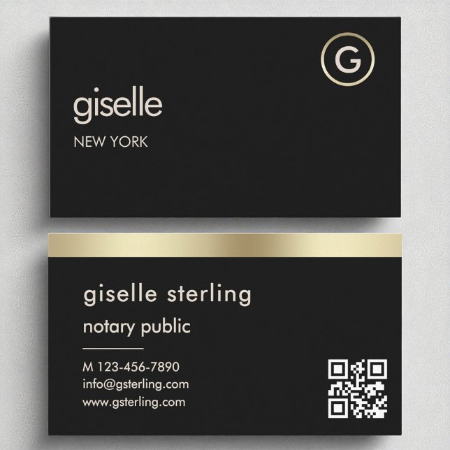 Notarie Public Black QR-kod Guld Foil Visitkort (Skapare uppladdad)