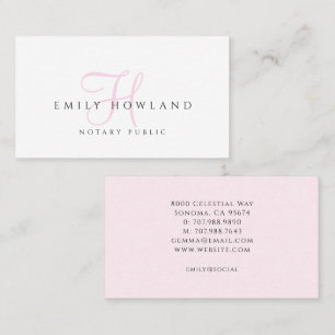 Notarie Rosa Skript Monogram Namn Visitkort