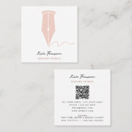 Notarie Signeringsagent Kalligrafi QR-kod Rosa Fyrkantigt Visitkort