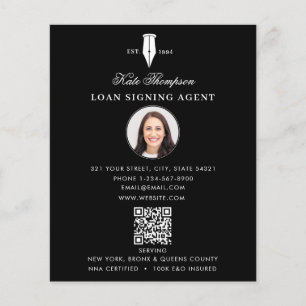 Notarie Signing Agent Modern Svart QR-kod Foto Flygblad