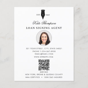 Notarie Signing Agent Modern Vit QR-kod Foto Flygblad
