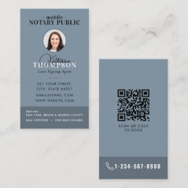 Notarie underskriftsagent Modern Blå Foto QR-kod Visitkort
