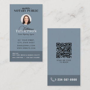 Notarie underskriftsagent Modern Blå Foto QR-kod Visitkort