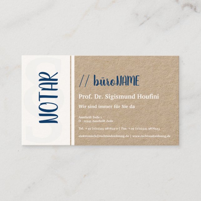 Notarie Visitkort (Framsida)
