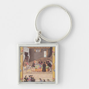 Notariesna och kung sekreterarar fyrkantig silverfärgad nyckelring