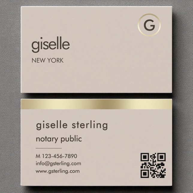 Notariskt allmänt QR-nummer Faux Gold Foil Monogra Visitkort (Skapare uppladdad)