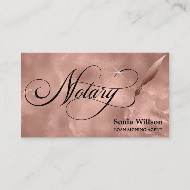 Notariskt elegant ro guld typograferingspenna Bu Visitkort (Framsida)
