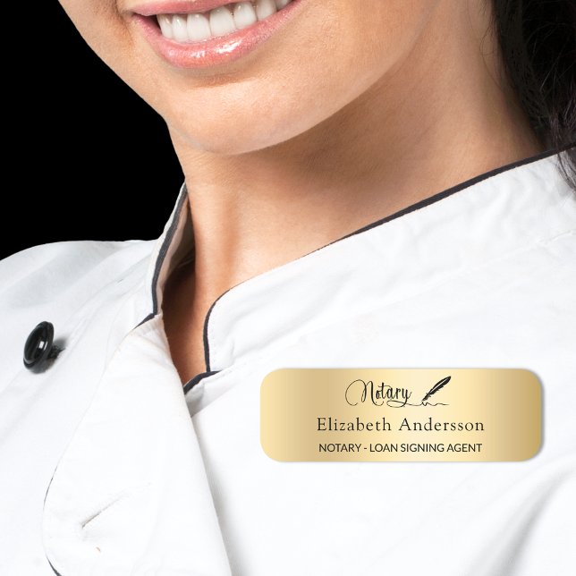 Notariskt lån som undertecknar agent guld-skript namnbricka (Skapare uppladdad)